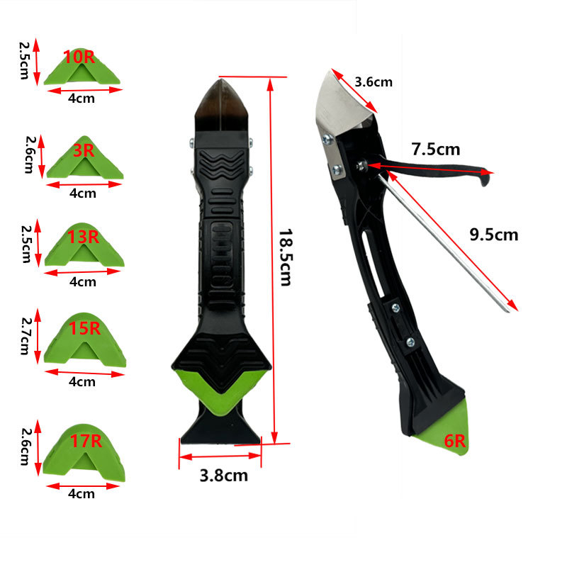 Комплект за уплътняване на фуги: премахвач на уплътнител, скребка за силикон за стъкло и комплект за шпакловане (материал: неръждаема стомана + пластмаса; област на приложение: домашно декориране и красота)