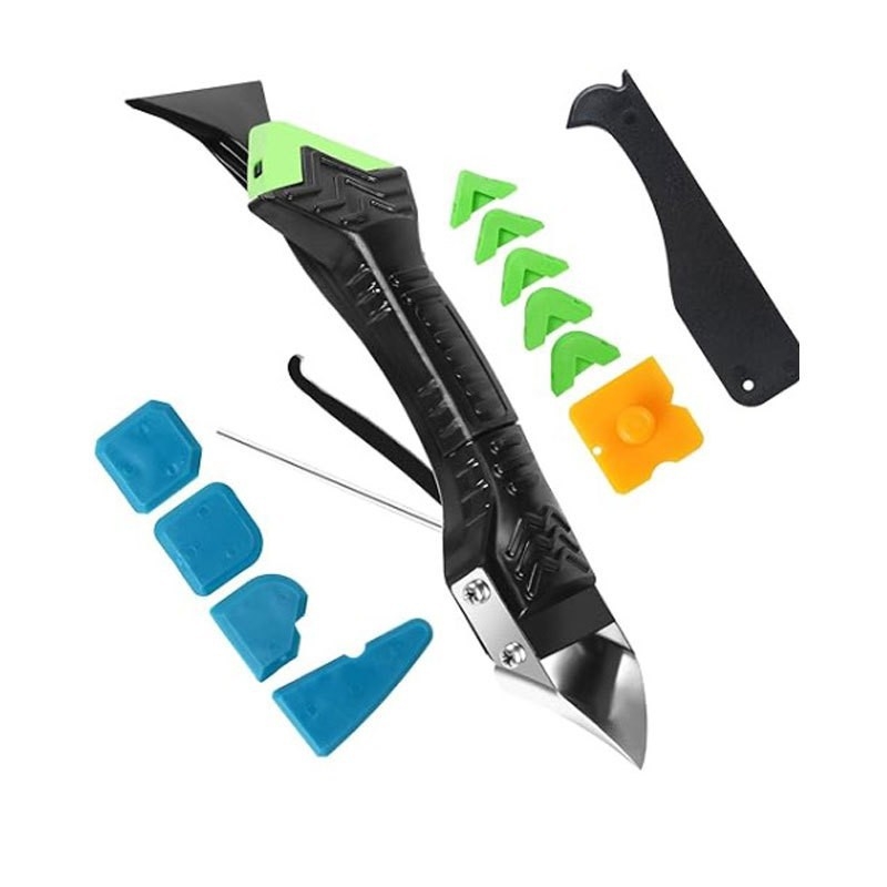 Комплект за уплътняване на фуги: премахвач на уплътнител, скребка за силикон за стъкло и комплект за шпакловане (материал: неръждаема стомана + пластмаса; област на приложение: домашно декориране и красота)