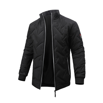 Muški zimski pamuk prešiveni kaput s stojećim ovratnikom, zatvaračem, punjenjem od pamuka, poliesterska tkanina