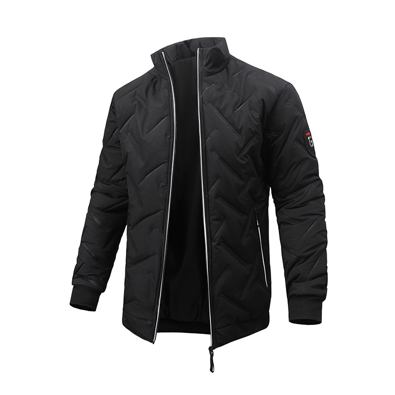 Muški zimski pamuk prešiveni kaput s stojećim ovratnikom, zatvaračem, punjenjem od pamuka, poliesterska tkanina