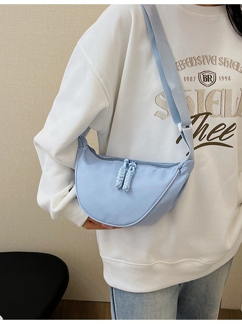 Γυναικεία crossbody τσάντα σε σχήμα μισοφέγγαρου, νάιλον, αστικός μινιμαλισμός, φερμουάρ, εσωτερική θήκη τηλεφώνου