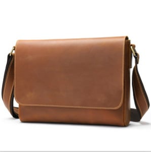 MASIWEI Мъжка чанта за през рамо от естествена кожа, серия Crazy Horse Leather Crossbody, кожа от първи слой, износоустойчива