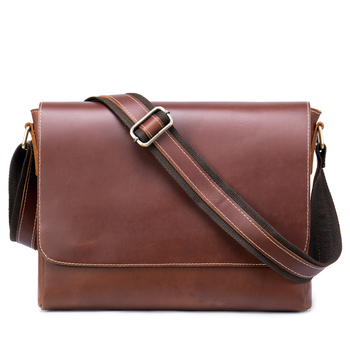 MASIWEI Мъжка чанта за през рамо от естествена кожа, серия Crazy Horse Leather Crossbody, кожа от първи слой, износоустойчива