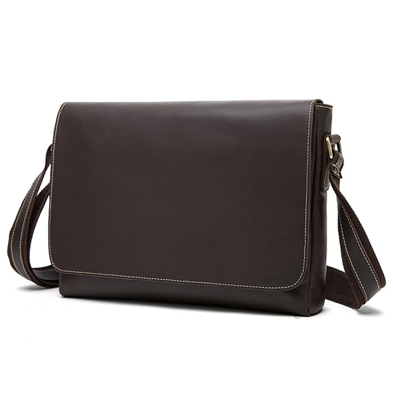 MASIWEI Мъжка чанта за през рамо от естествена кожа, серия Crazy Horse Leather Crossbody, кожа от първи слой, износоустойчива