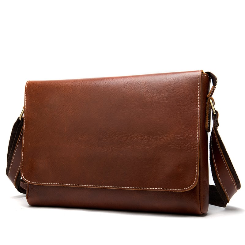 MASIWEI Мъжка чанта за през рамо от естествена кожа, серия Crazy Horse Leather Crossbody, кожа от първи слой, износоустойчива