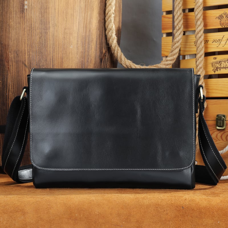 MASIWEI Мъжка чанта за през рамо от естествена кожа, серия Crazy Horse Leather Crossbody, кожа от първи слой, износоустойчива