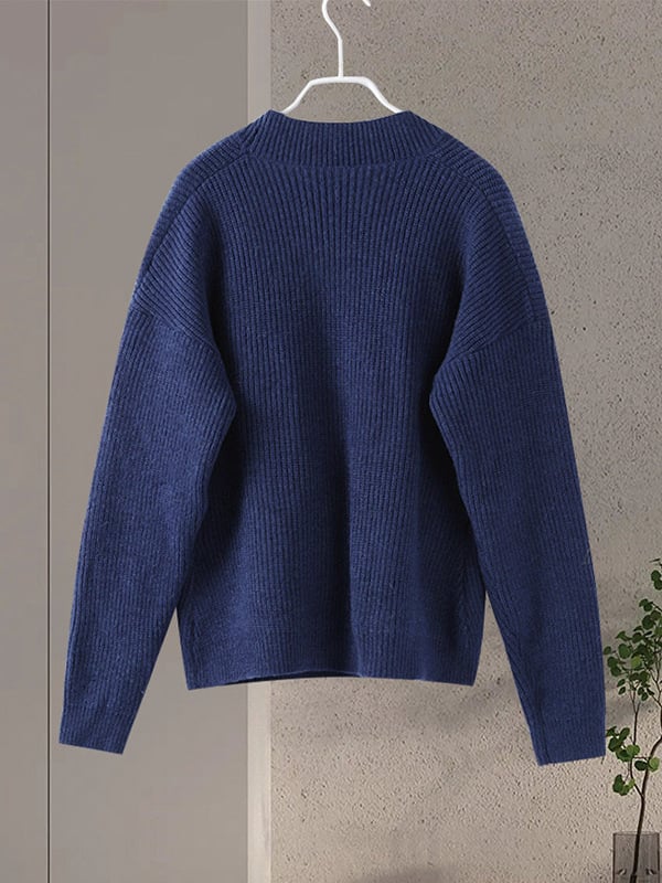 Cardigan s V izrezom, naglašeni struk, nepravilna metalna kopča, pleteni poliester