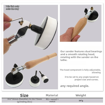 Koka apstrādes pulēšanas un smilšēšanas instruments ar Velcro pamatni (Velcro; materiāls PU+nylon cilpa; abrazīvs PU+koks+augstas ātruma tērauds)