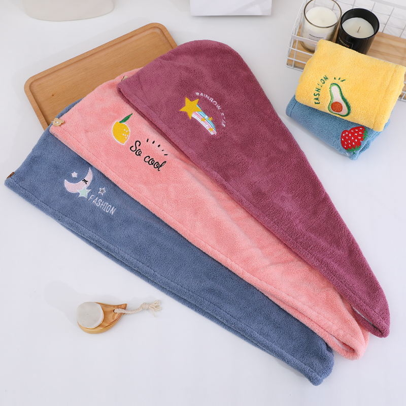 Κοραλλοφλιζέ καπέλο στεγνώματος μαλλιών με κέντημα, απορροφητικό, γρήγορο στέγνωμα, 150D νήμα, βάρος 50–79 g