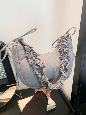 Geantă din nylon în formă de dumpling, stil Cloud Pack, închidere cu fermoar, bretea unică, marca Leibeiya