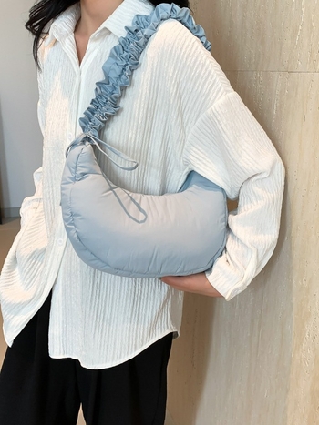 Geantă din nylon în formă de dumpling, stil Cloud Pack, închidere cu fermoar, bretea unică, marca Leibeiya