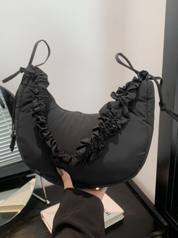 Geantă din nylon în formă de dumpling, stil Cloud Pack, închidere cu fermoar, bretea unică, marca Leibeiya