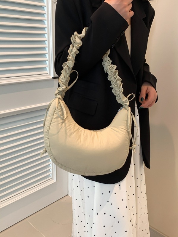 Geantă din nylon în formă de dumpling, stil Cloud Pack, închidere cu fermoar, bretea unică, marca Leibeiya