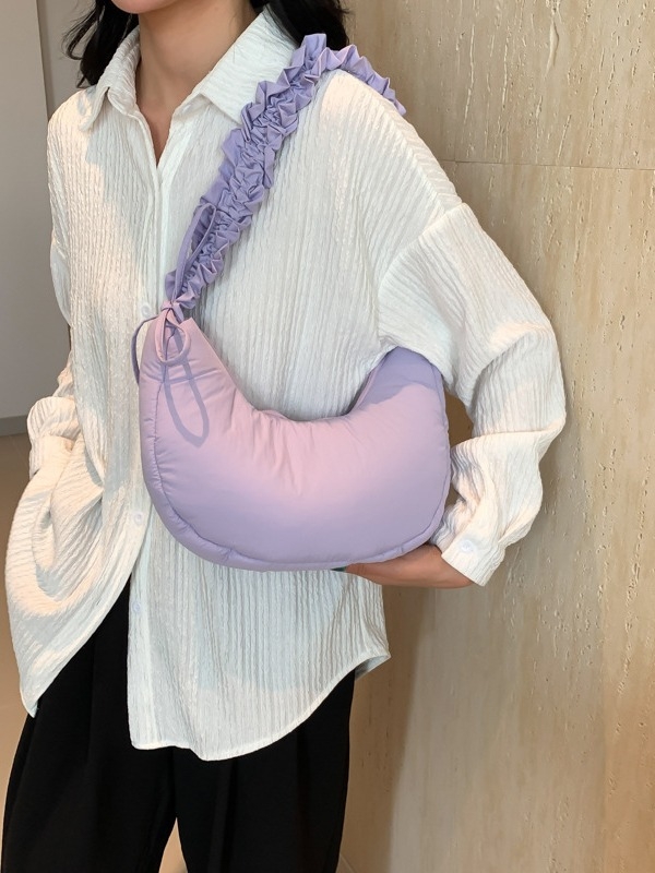 Geantă din nylon în formă de dumpling, stil Cloud Pack, închidere cu fermoar, bretea unică, marca Leibeiya