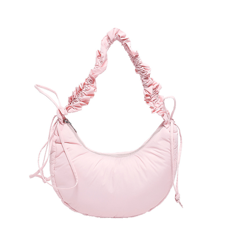 Geantă din nylon în formă de dumpling, stil Cloud Pack, închidere cu fermoar, bretea unică, marca Leibeiya