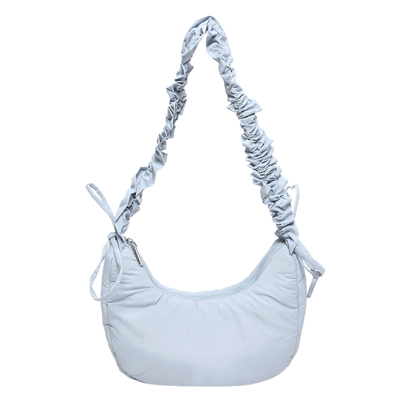 Geantă din nylon în formă de dumpling, stil Cloud Pack, închidere cu fermoar, bretea unică, marca Leibeiya