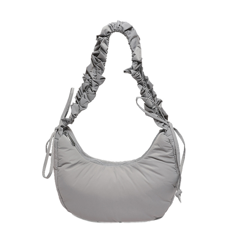 Geantă din nylon în formă de dumpling, stil Cloud Pack, închidere cu fermoar, bretea unică, marca Leibeiya