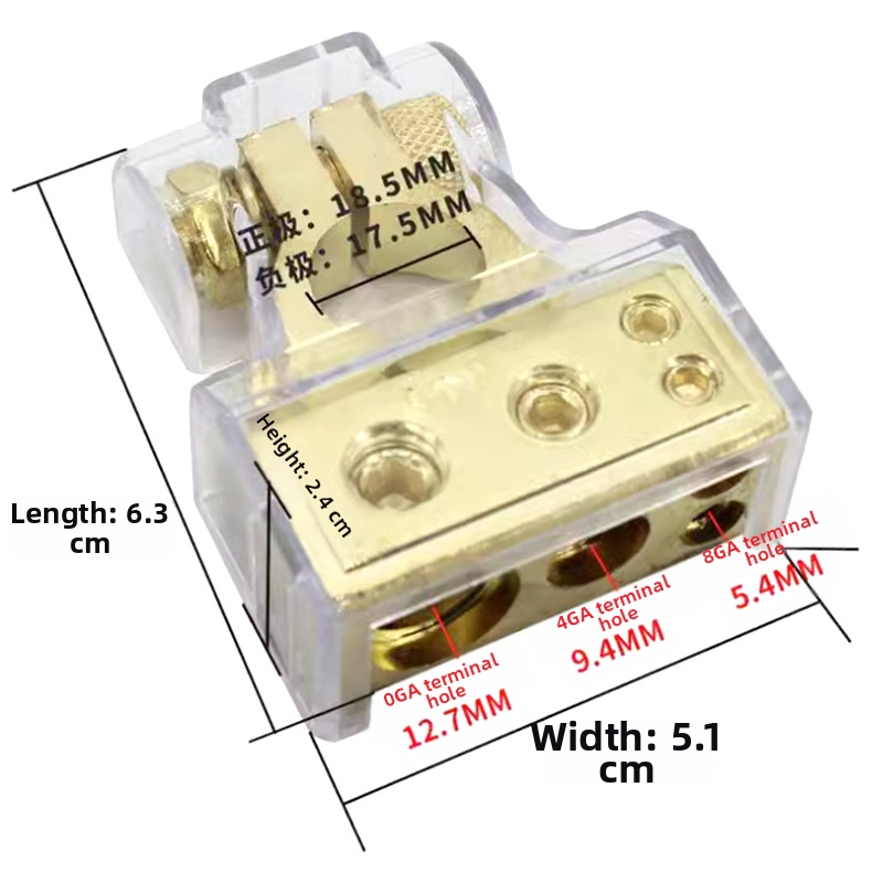 Терминали за автомобилна батерия и конектори, цинкова сплав, 12–48 V, 10 W, MT2442701, за превозно средство