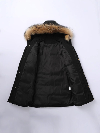 Téli férfi pamut-párnázott kabát közép hosszú, kapucnis, cipzáras, kopásálló