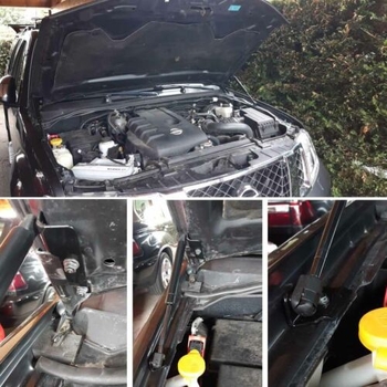 Αμορτισέρ καπό για Nissan Navara D40 – ελεύθερου τύπου συμπίεσης, διαδρομή 125 mm, απόσταση εγκατάστασης 357 mm, γεμάτο με άζωτο