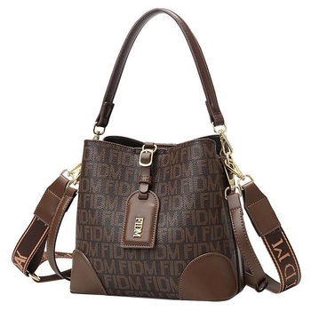 Mei Fan PU δερμάτινη bucket τσάντα με εσωτερική τσέπη, φερμουάρ, μαλακή υφή, οριζόντιου τετράγωνου σχήματος, ρυθμιζόμενος ιμάντας ώμου