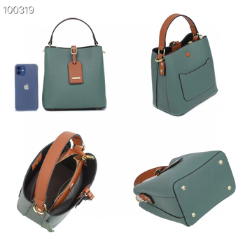 Leap Up Дамска кожена чанта тип bucket – Материал: естествена кожа; Отваряне: цип; Вътрешни джобове: джоб с цип, джоб за телефон; Подплата: полиестер-памук