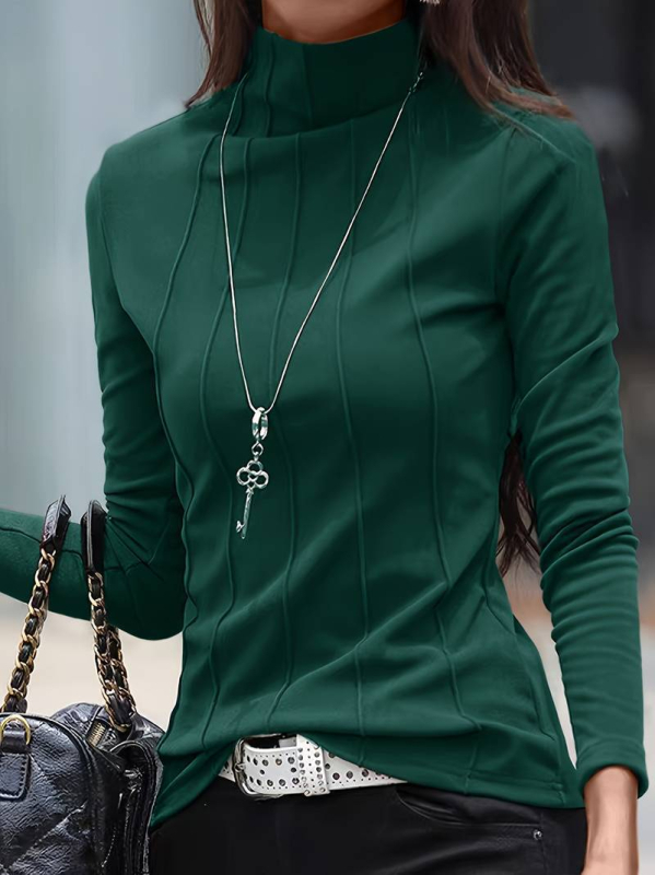 Μπλούζα με μακριά μανίκια και mock-neck, σε στενή γραμμή, ύφασμα De Velvet πολυεστέρα