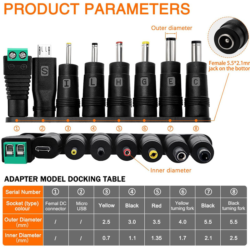 Višefunkcionalni adapter za napajanje prijenosnog računala, OEM kompatibilan, univerzalna kompatibilnost, BESIVO