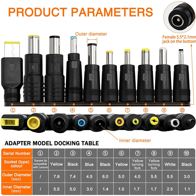 Višefunkcionalni adapter za napajanje prijenosnog računala, OEM kompatibilan, univerzalna kompatibilnost, BESIVO