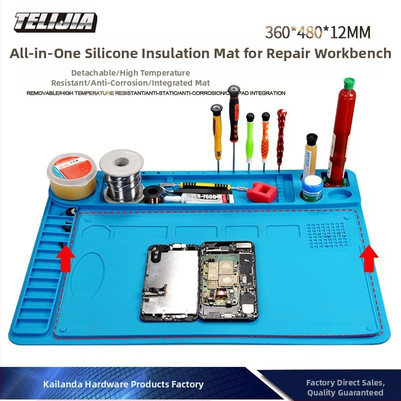Telijia Магнитна силиконова ремонтна подложка за електроника — поддръжка на IC на дънна платка, организация на инструменти и малки винтове, мат за спояване и горещ въздух