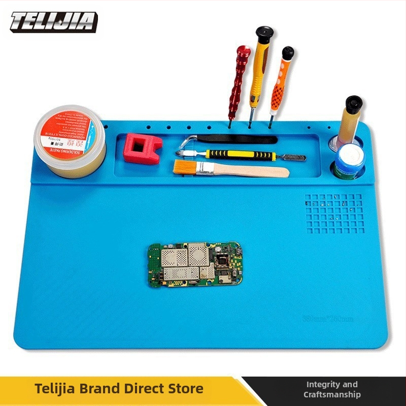 Telijia Магнитна силиконова ремонтна подложка за електроника — поддръжка на IC на дънна платка, организация на инструменти и малки винтове, мат за спояване и горещ въздух