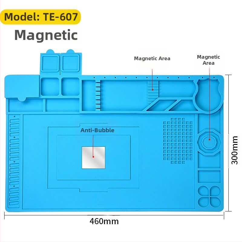 Telijia Магнитна силиконова ремонтна подложка за електроника — поддръжка на IC на дънна платка, организация на инструменти и малки винтове, мат за спояване и горещ въздух