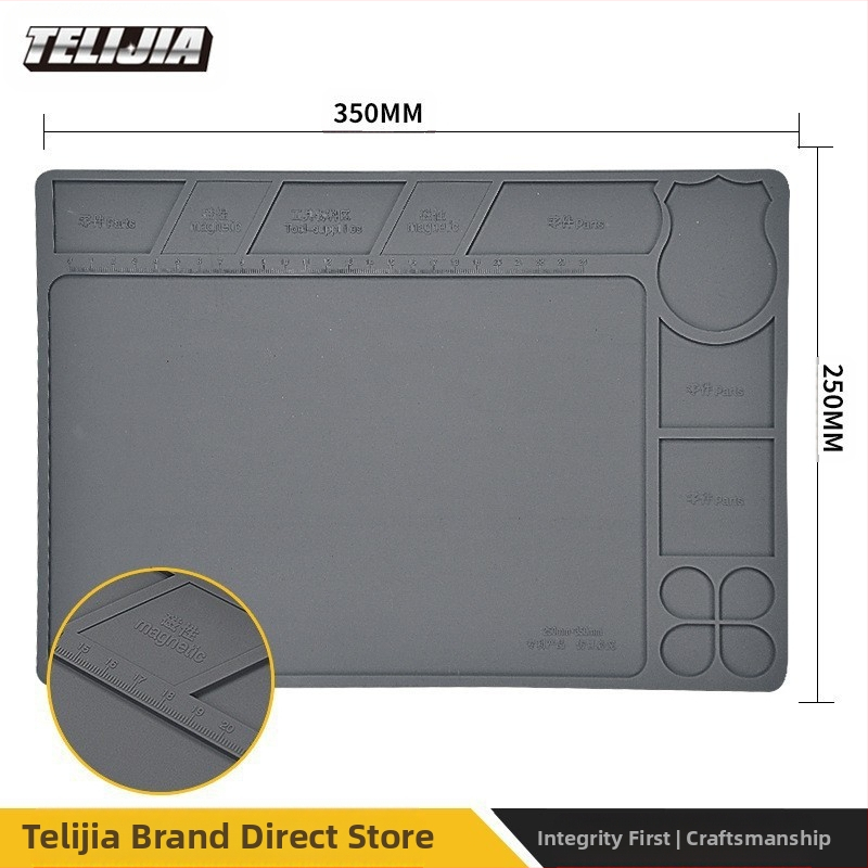 Telijia Магнитна силиконова ремонтна подложка за електроника — поддръжка на IC на дънна платка, организация на инструменти и малки винтове, мат за спояване и горещ въздух