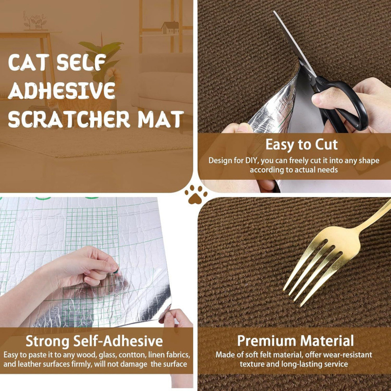 Котешка дъска за драскане и катереща постелка, без лепило, самозалепваща, полипропиленово влакно, произход Китай