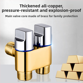 Toaletni miješalica od bakra, model 1 ulaz/2 izlaza, elektroplirani završetak, okretna ugradnja, radna temperatura 100°C