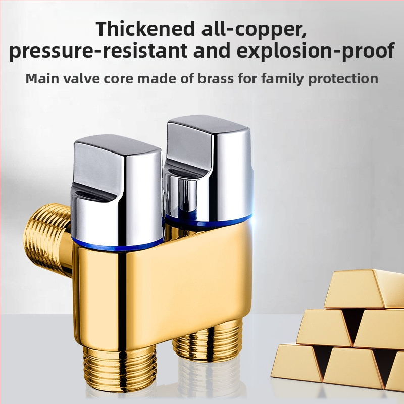 Кран за тоалетна от мед, модел 1 вход/2 изхода, електроплакиране, въртящ се монтаж, работна температура 100 °C