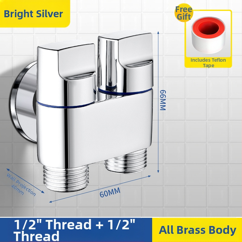 Toaletni miješalica od bakra, model 1 ulaz/2 izlaza, elektroplirani završetak, okretna ugradnja, radna temperatura 100°C