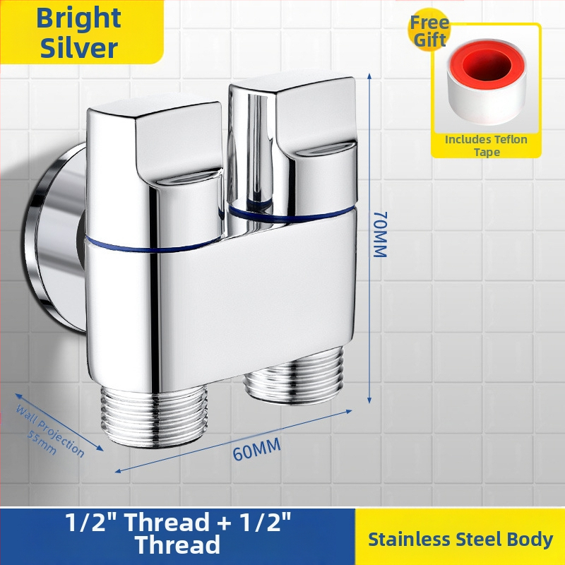Toaletni miješalica od bakra, model 1 ulaz/2 izlaza, elektroplirani završetak, okretna ugradnja, radna temperatura 100°C