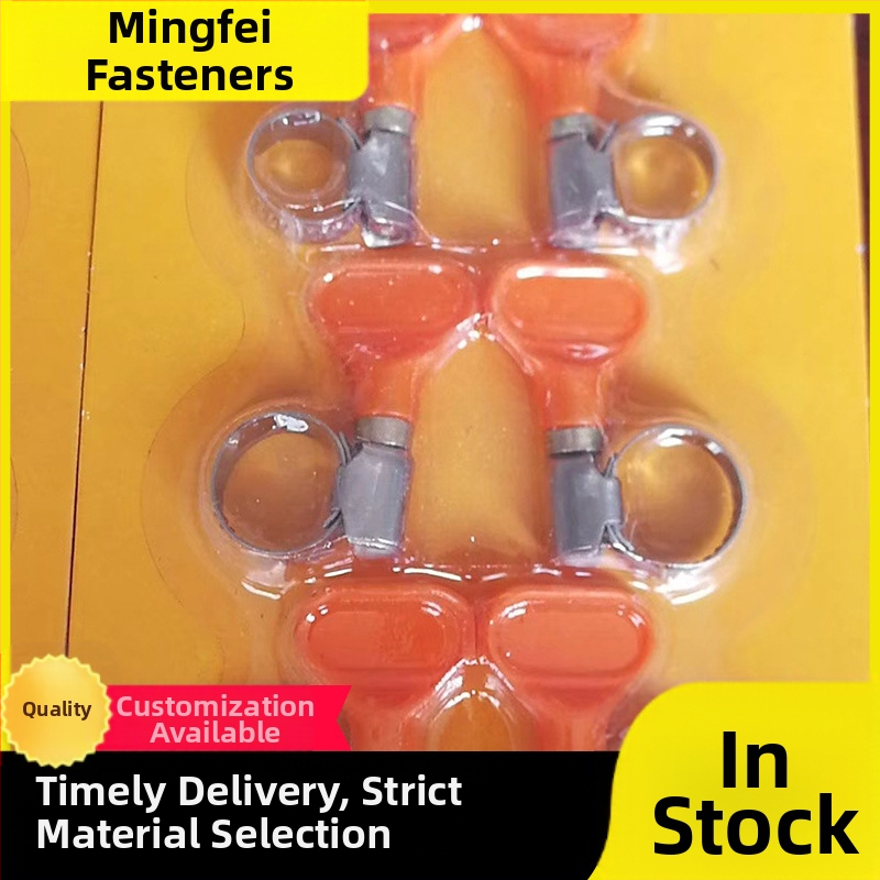 Хомут за маркуч от неръждаема стомана с пластмасова дръжка, номинален диаметър 10–16 mm, диаметър закрепване 16 mm, за автомобилна и корабоплавателна индустрия, Mingfei Fastener