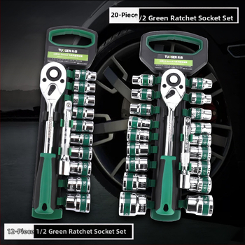 Комплект накрайници за гаечен ключ с огледално покритие, 12/14/20 части, високовъглеродна стомана, за домашна употреба и ремонти на машини