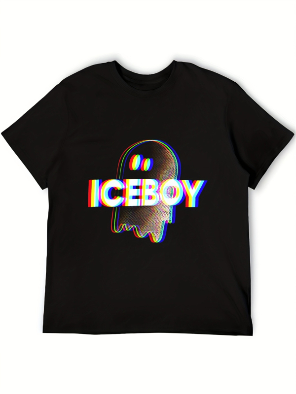 Ανδρικό T‑shirt με εκτύπωση γραμμάτων, ρετρό στυλ, 100% βαμβάκι, κοντά μανίκια, στρογγυλή λαιμόκοψη