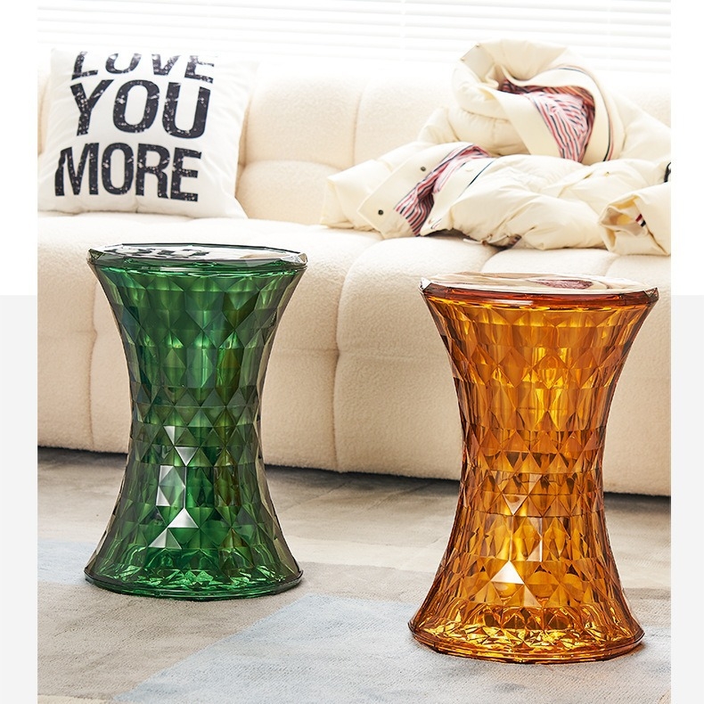 Акрилна табуретка за обувки и грим, модерен минимализъм, модел 306, пластмаса, обработка LOGO