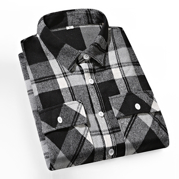 Πουκάμισο με καρό μοτίβο, γιακάς με πέτο, μακριά μανίκια, φαρδιά γραμμή.