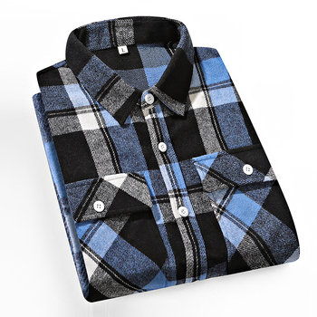 Πουκάμισο με καρό μοτίβο, γιακάς με πέτο, μακριά μανίκια, φαρδιά γραμμή.