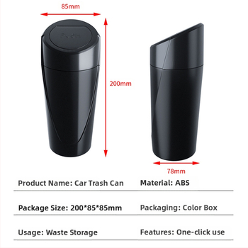 Κάδος απορριμμάτων αυτοκινήτου και μίνι κάδο αποθήκευσης κεντρικής κονσόλας, ABS, 1000 cm³, αδιάβροχος, ανθεκτικός σε κραδασμούς, προσαρμόσιμος