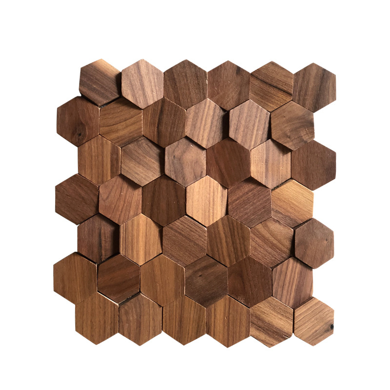 Стенно мозайково плочка - шестоъгълна мозаика, дървесен модел, полуматов финиш, модел A003