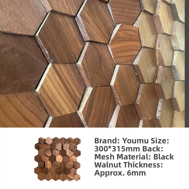 Стенно мозайково плочка - шестоъгълна мозаика, дървесен модел, полуматов финиш, модел A003