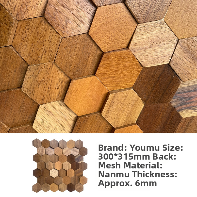 Стенно мозайково плочка - шестоъгълна мозаика, дървесен модел, полуматов финиш, модел A003