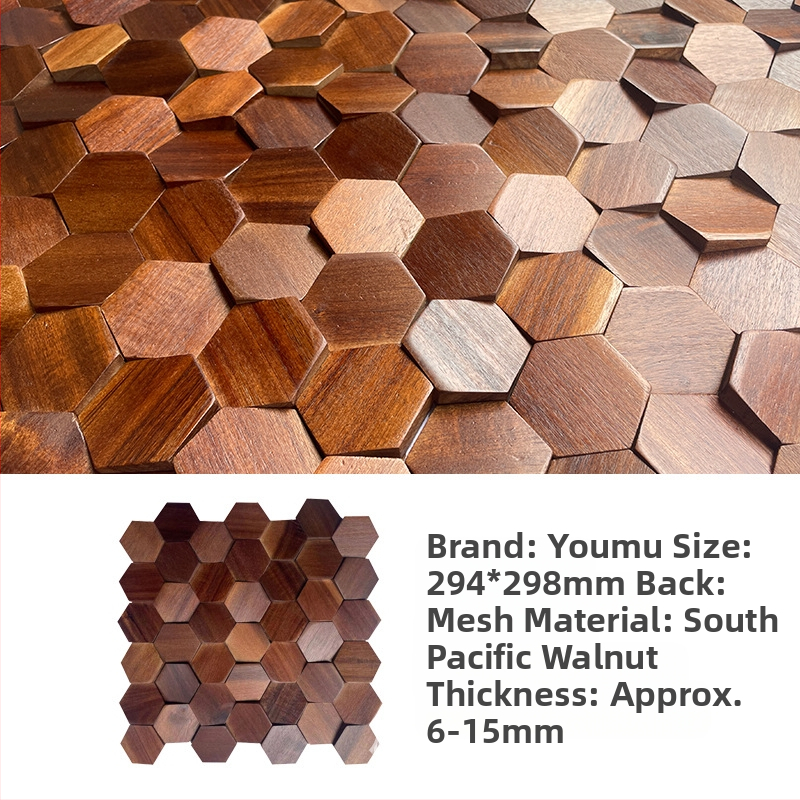 Стенно мозайково плочка - шестоъгълна мозаика, дървесен модел, полуматов финиш, модел A003