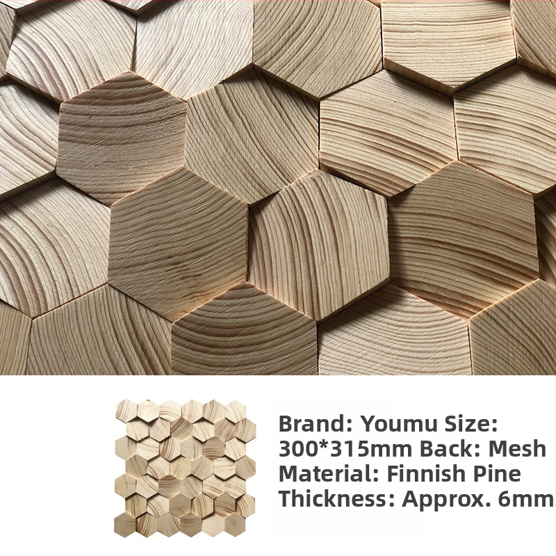 Стенно мозайково плочка - шестоъгълна мозаика, дървесен модел, полуматов финиш, модел A003